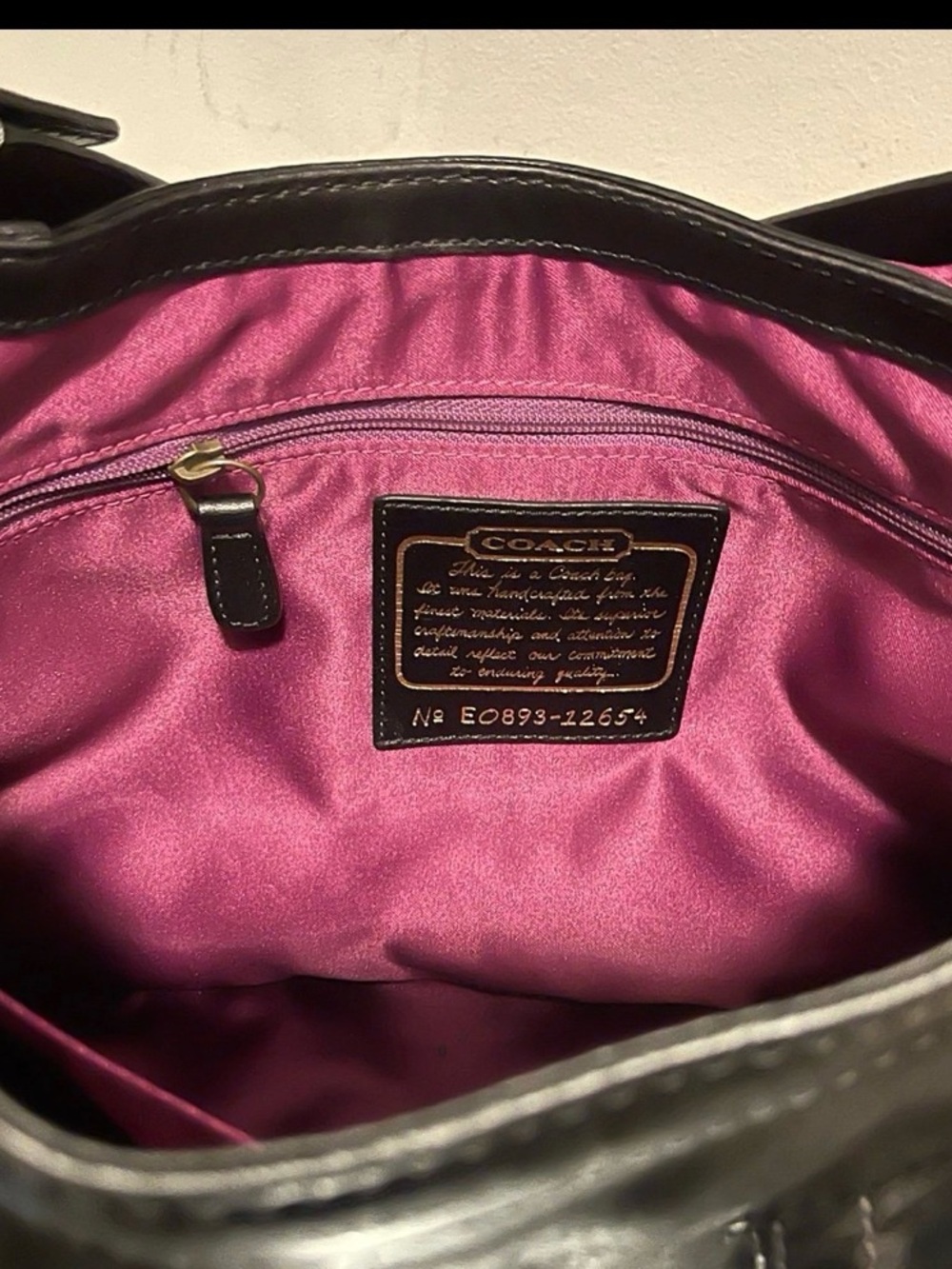Coach Black Leather Shoulder Bag with Brass Hardware - Picture 8 of 8